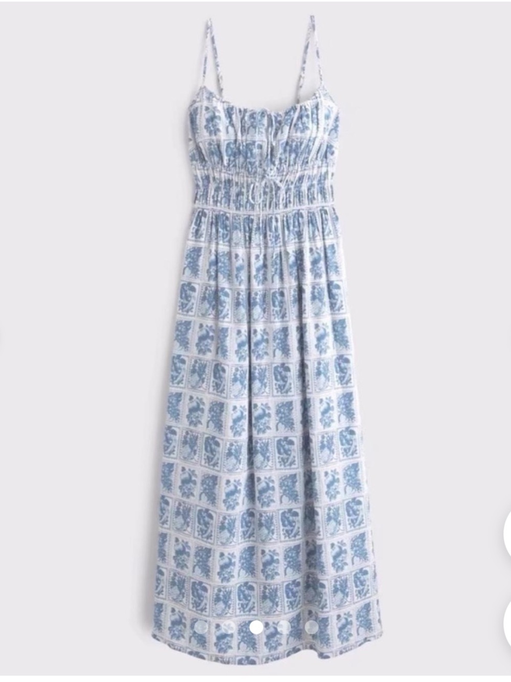 Abercrombie & Fitch Light Blue and White Tile-Print Maxi Sundress